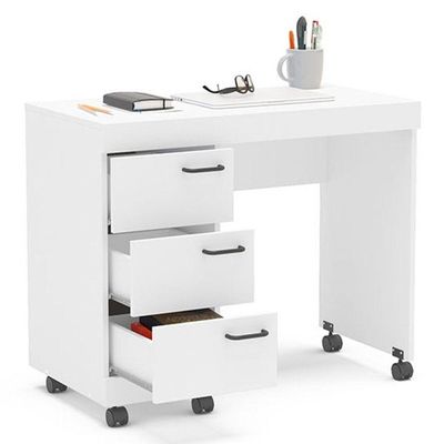 Mesa P/ Computador Notebook 3 Gavetas 90Cm Osaka Branco