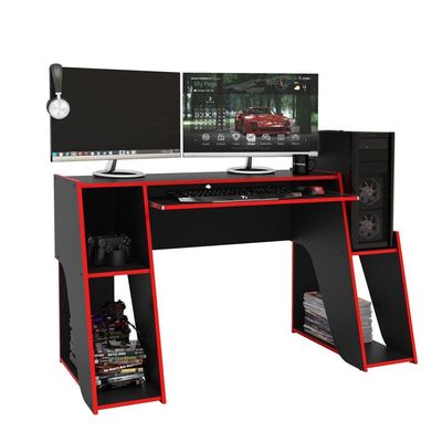 Mesa Para Computador Notebook Gamer Kyoto Preto/Vermelho