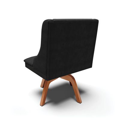 Kit 08 Cadeiras de Jantar Liz Suede Preto Base Madeira Mm35 D03 - D'Rossi
