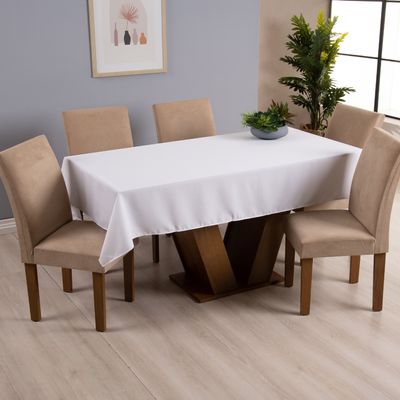 Toalha de Mesa Basic 1 Peça 2,50m x 1,40m 8 Lugares 100% Poliéster Tecido Oxford - Branco