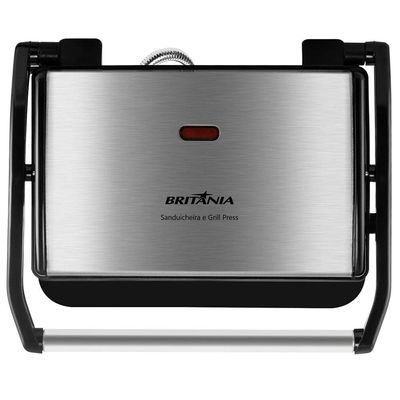 Sanduicheira Grill Britânia BGR27I Press – Inox/Preta Inox,Preto / 110