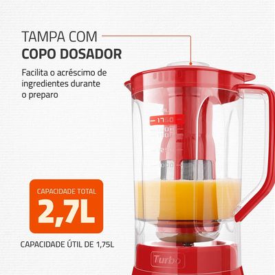 Liquidificador Mondial Turbo L900 Vermelho 900W com 5 Velocidades Vermelho / 220