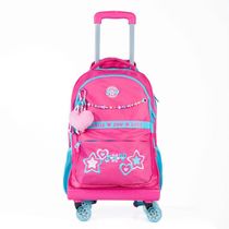 Kit Mochila de Rodinha Feminina + Lancheira Térmica Juvenil BG Joy Rosa