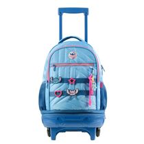 Kit Mochila de Rodinhas + Lancheira Térmica Feminina Stitch Star Azul