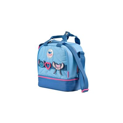 Kit Mochila Escolar + Lancheira Térmica + Estojo Feminino Stitch Star Azul