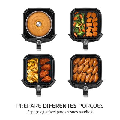 Fritadeira Sem Óleo Com Divisória Air Fryer 4L Mondial Preto/Prata 1500W - AFD-40-BFS 127V