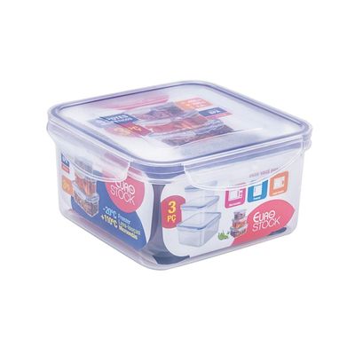Conjunto de Potes Herméticos Quadrados Euro Home