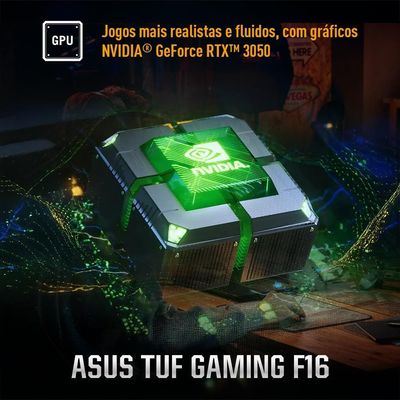 Notebook Gamer 16” Asus TUF Gaming F16 FX607VJ-RL002 Intel Core 5 210H 8GB RAM 512GB SSD RTX 3050 Mecha Gray