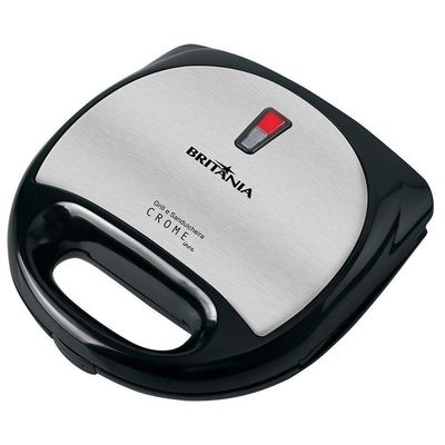 Sanduicheira E Grill Britânia Crome Inox Preta 110V