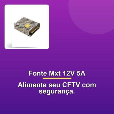 Fonte Chaveada Mxt Cftv 12v 5a Bivolt