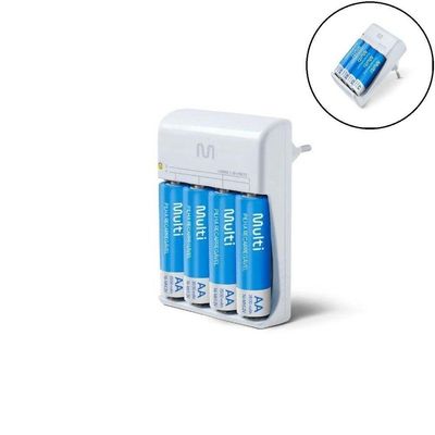 Carregador Bivolt Com 4 Pilhas Aa 2500mah