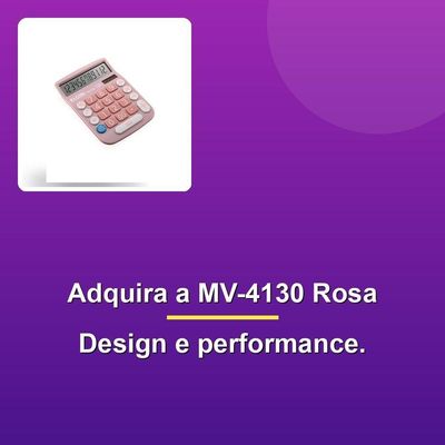 Calculadora Mesa Mv-4130 Rosa 12 Dígitos