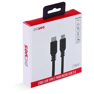 Cabo Usb Tipo-c Para Micro Usb B 2.0 Preto 1 Metro Pucmp-1