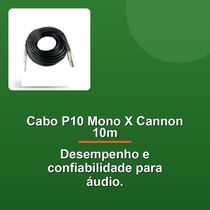 Cabo Microfone P10 Mono X Cannon 10m