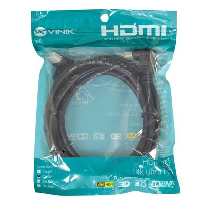 Cabo Hdmi 2.0 4k Ultra Hd 3d 90º 2m