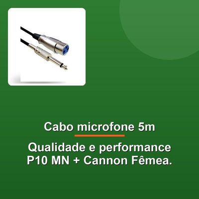 Cabo Microfone 5m Níquel P10 Mn+cannon Fêmea