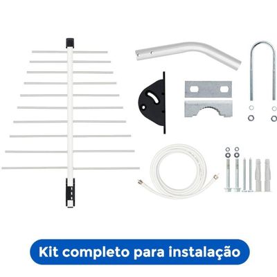 Antena Digital Externa Log Tv 12dbi 20 Elem. Kit Inst.