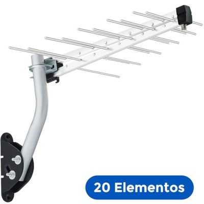 Antena Digital Externa Log Tv 12dbi 20 Elem. Kit Inst.