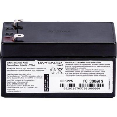 Bateria Selada Unipower 12v 1,3ah