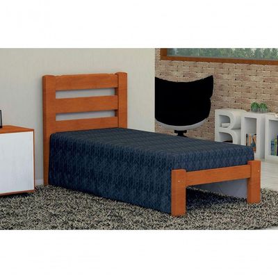 Cama de Solteiro Londres de Madeira Maciça Angelim Pedra Tauari Mel