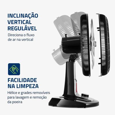 Ventilador de Mesa Mondial VTX-40-8P 40cm com Função Repelente Líquido - Preto Preto / 110