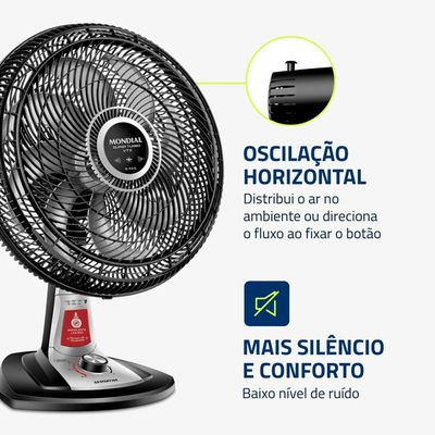 Ventilador de Mesa Mondial VTX-40-8P 40cm com Função Repelente Líquido - Preto Preto / 110