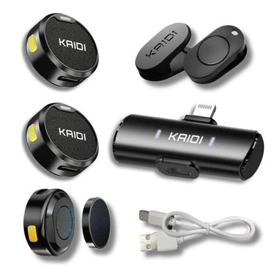 Microfone Lapela  Redondo com Imã Sem Fio Para iPhone 8 ao 14 - KMF4-A