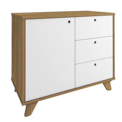 Balcão Armário Artany Lugano com 1 Porta e 3 Gavetas - Olmo/Branco