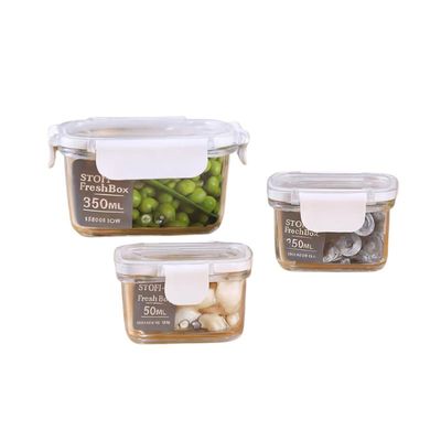 Conjunto com 03 Potes Hermético Retangular 50ml/150ml/350ml