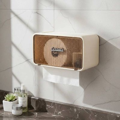 Organizador de Banheiro Creme com Porta Papel e Prateleira