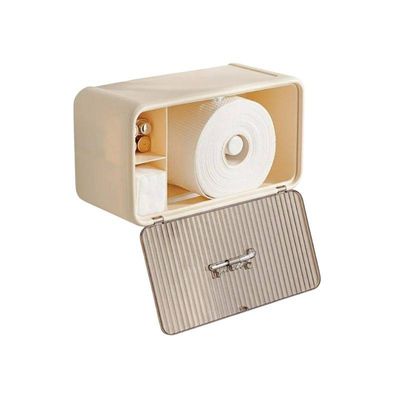 Organizador de Banheiro Creme com Porta Papel e Prateleira