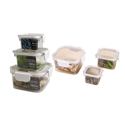 Conjunto com 03 Potes Hermético Quadrado 60ml/180ml/380ml