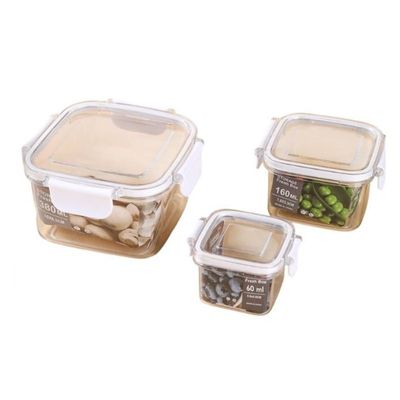 Conjunto com 03 Potes Hermético Quadrado 60ml/180ml/380ml