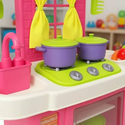 Cozinha Infantil Forno Pia Fogão com Porta Panelas Talheres