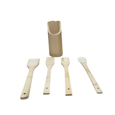 Conjunto com 5 Peças Utensílio de Cozinha de Bambu Natural