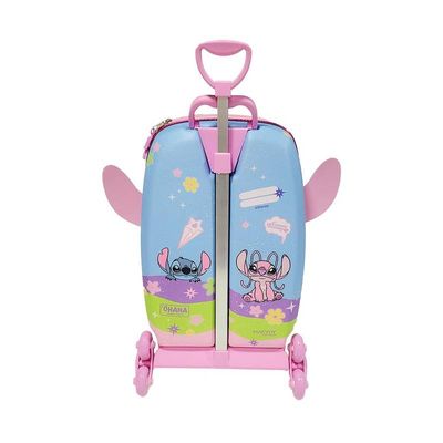 Mala de Viagem Infantil Com Rodinha Angel Stitch 3D Rosa