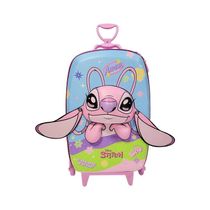 Mala de Viagem Infantil Com Rodinha Angel Stitch 3D Rosa