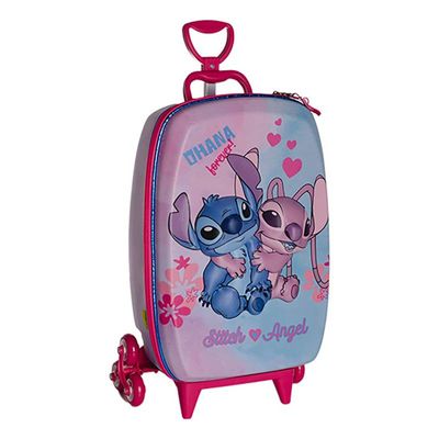 Mala de Viagem Infantil Com Rodinha Stitch e Angel 3D