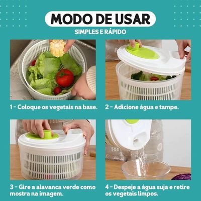 Centrifugador Manual para Secar Salada Escorredor Removível