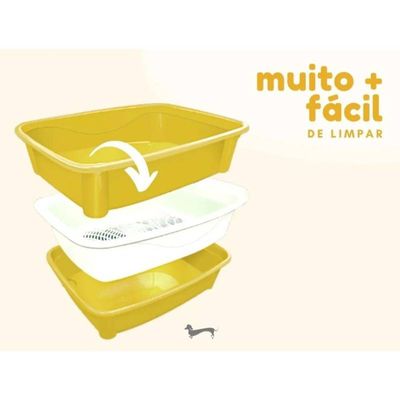 Banheira Azul Caixa de Areia Higiênica Gatos com 3 Peças