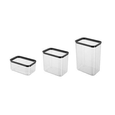 Conjunto 3 Potes Herméticos de Plástico 750ml/1700ml/2600ml