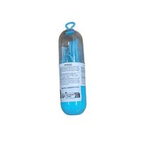 Fone Ouvido Azul Claro Confortável c/Fio Estojo Conector P2