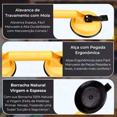 Ventosa Dupla P/ Vidros Metais Mármores Espelhos Até 80kg