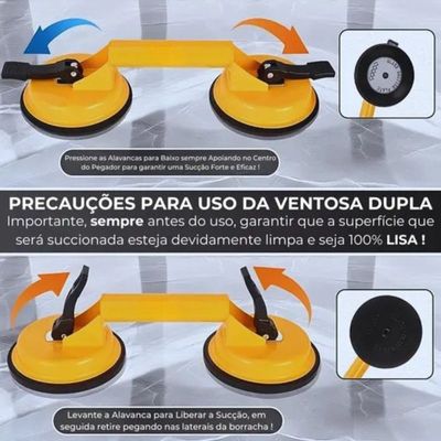 Ventosa Dupla P/ Vidros Metais Mármores Espelhos Até 80kg