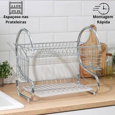 Escorredor de Louças Base Coletora Porta Copos e Talheres