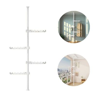 Cabideiro Branco Vertical 2,1 Metros com 4 Braços Multiuso