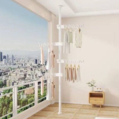 Cabideiro Branco Vertical 2,1 Metros com 4 Braços Multiuso