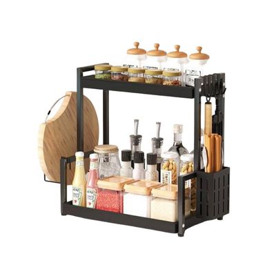 Organizador Multiuso Preto de Metal 2 Andares com Suporte