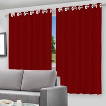 Cortina Blackout Vermelha c/Forro Ilhós 280x220cm Corta Luz