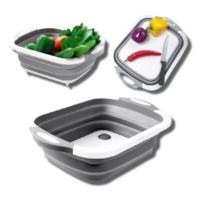 Tabua Retrátil Bacia Cortador de Carne Legumes Fruta 3 Em 1